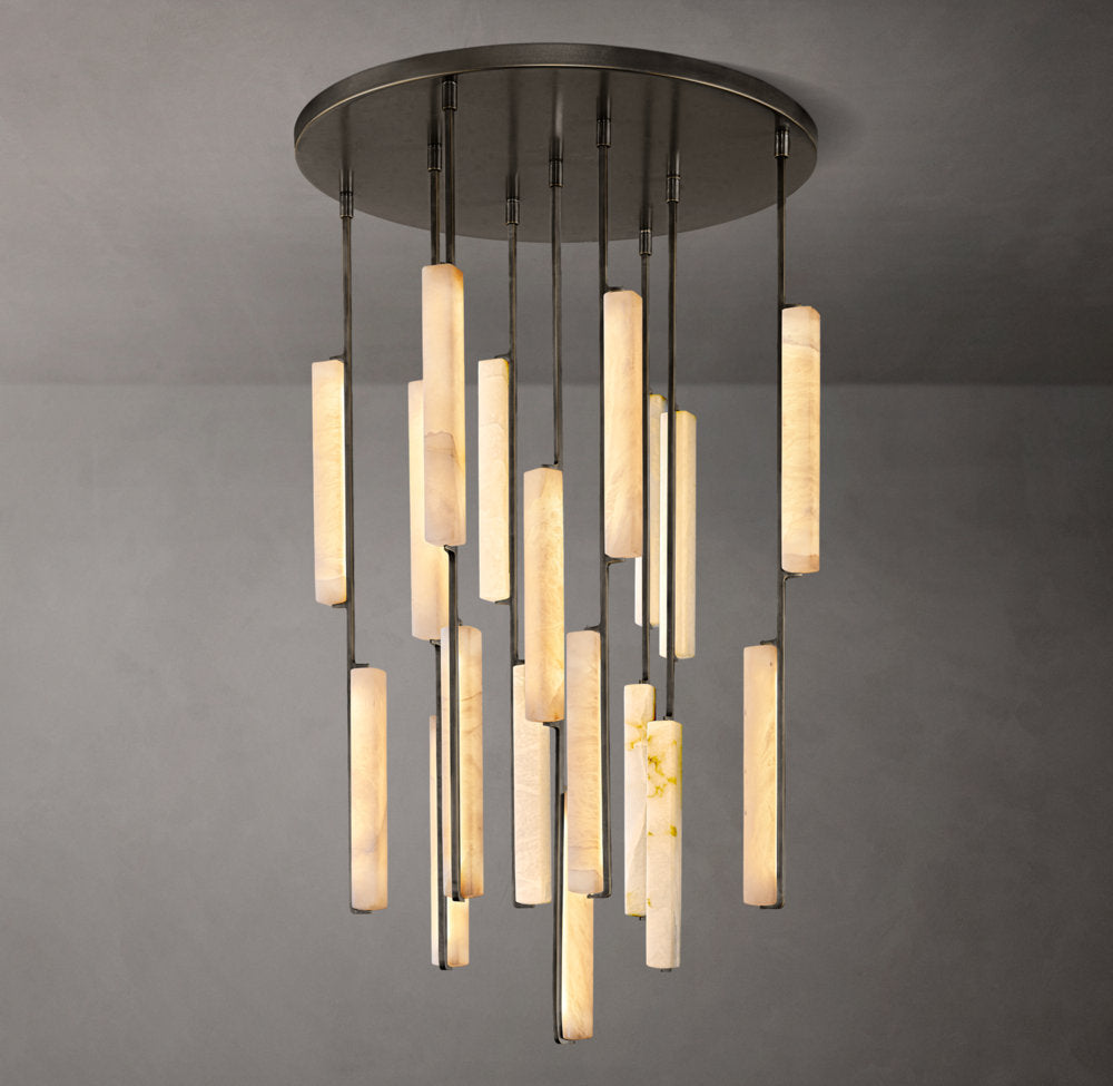 Ultra-Warm Alabaster Prism Ring Chandelier