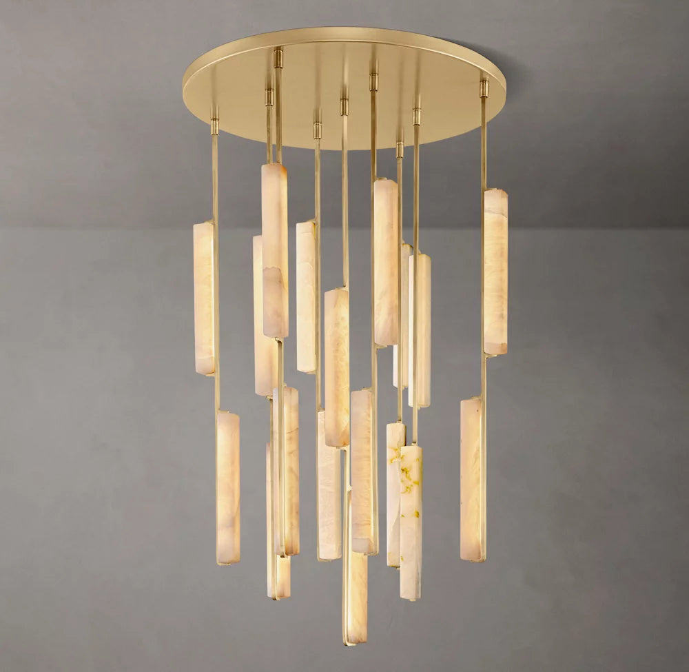 Ultra-Warm Alabaster Prism Ring Chandelier