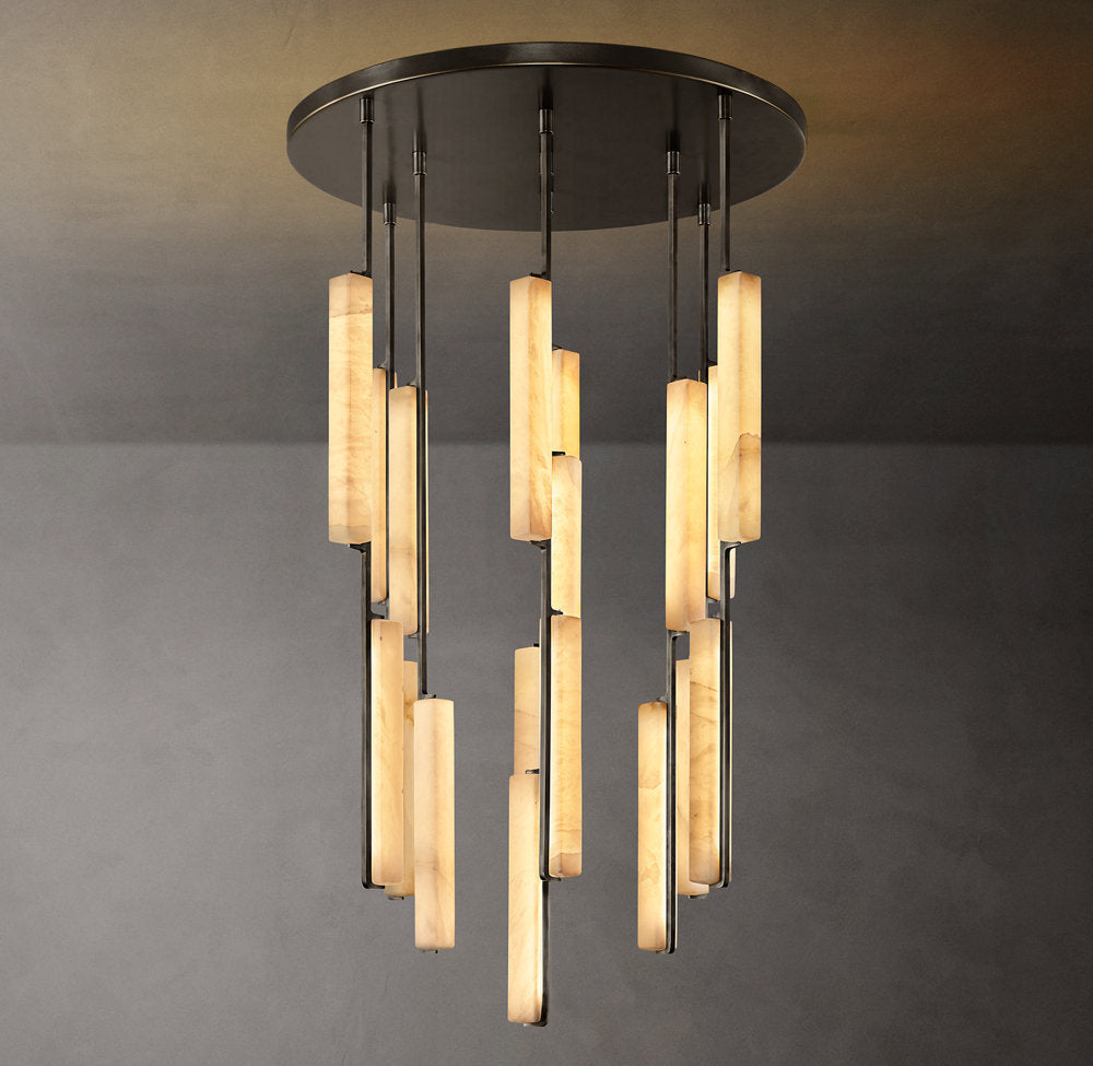 Ultra-Warm Alabaster Prism Ring Chandelier