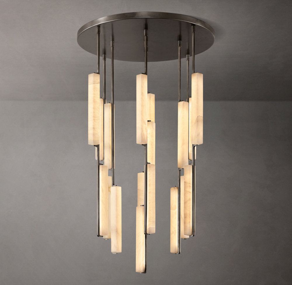 Ultra-Warm Alabaster Prism Ring Chandelier