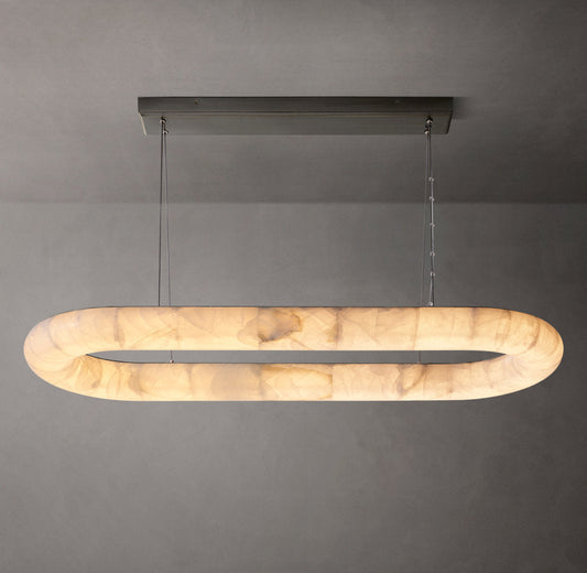 Ultra-Warm Calcite Oval Island Chandelier