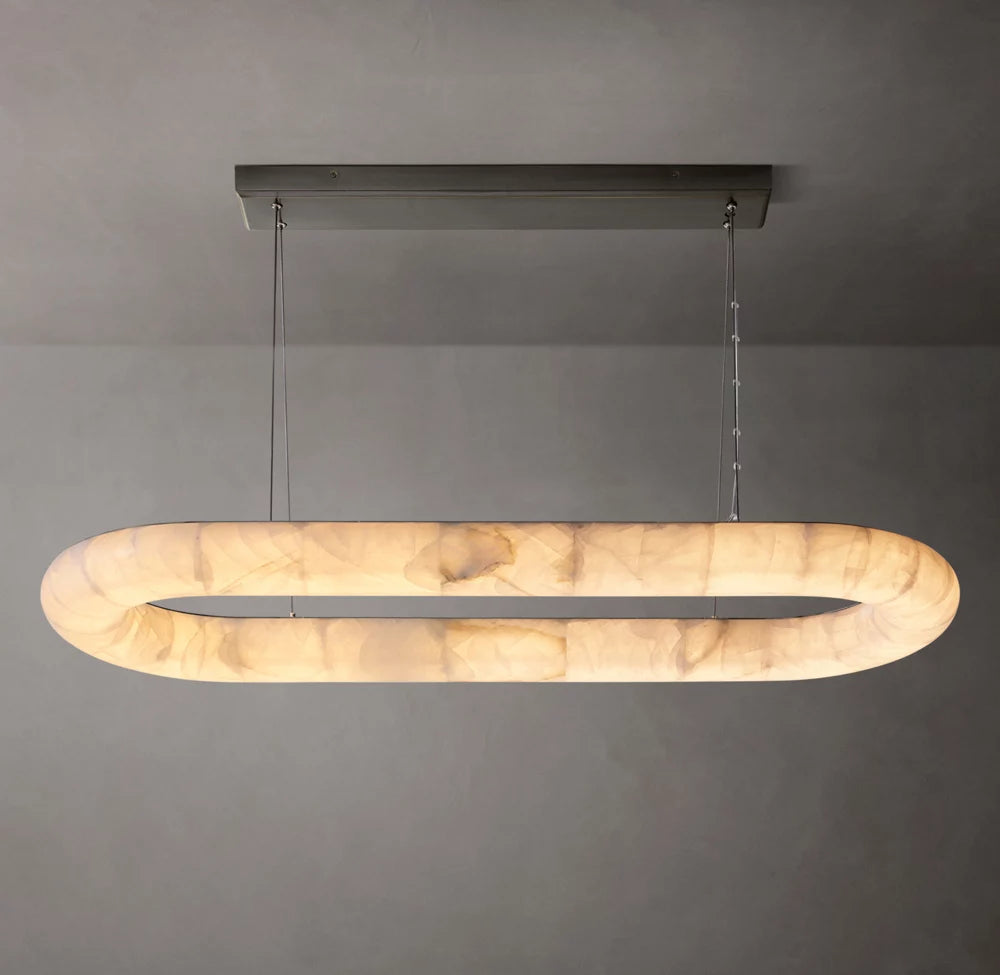 Ultra-Warm Calcite Oval Island Chandelier