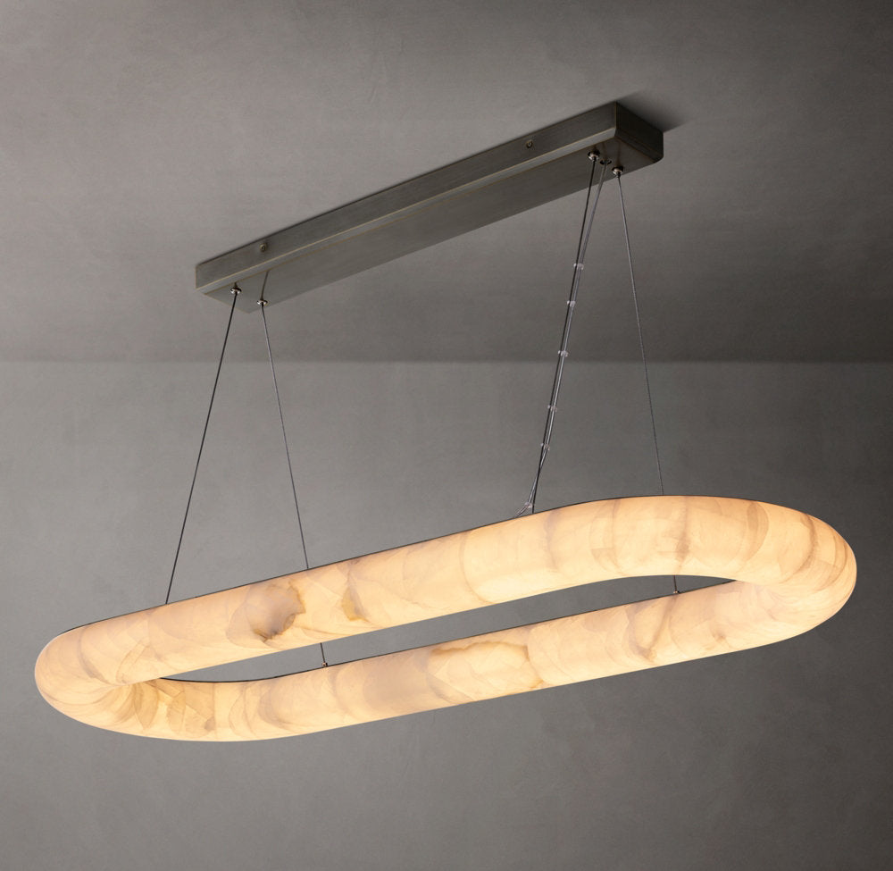 Ultra-Warm Calcite Oval Island Chandelier