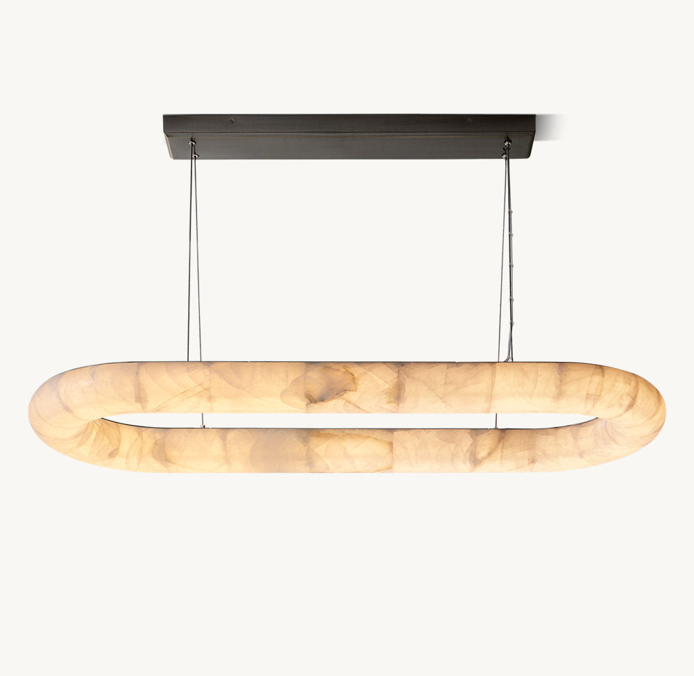 Ultra-Warm Calcite Oval Island Chandelier
