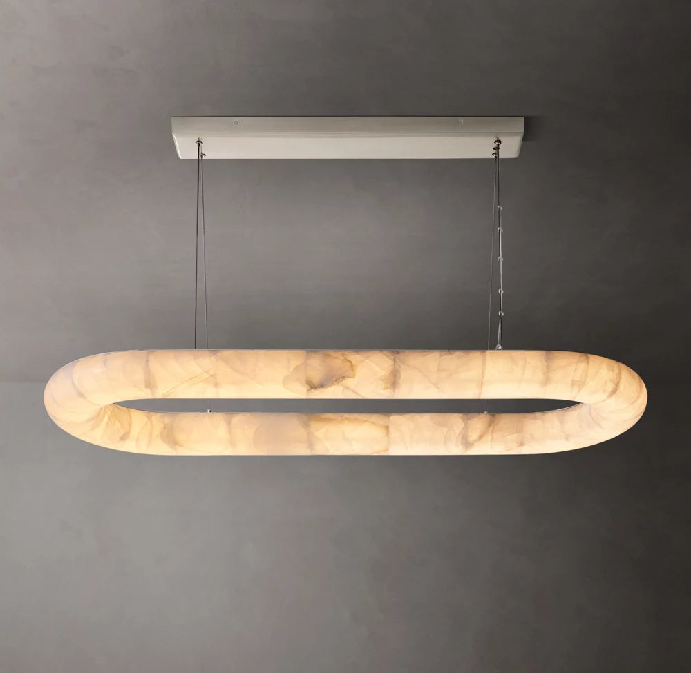 Ultra-Warm Calcite Oval Island Chandelier