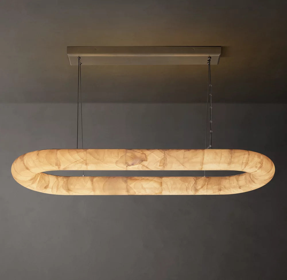 Ultra-Warm Calcite Oval Island Chandelier