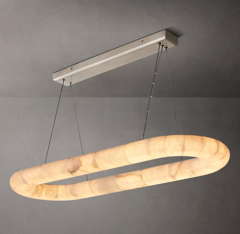 Ultra-Warm Calcite Oval Island Chandelier