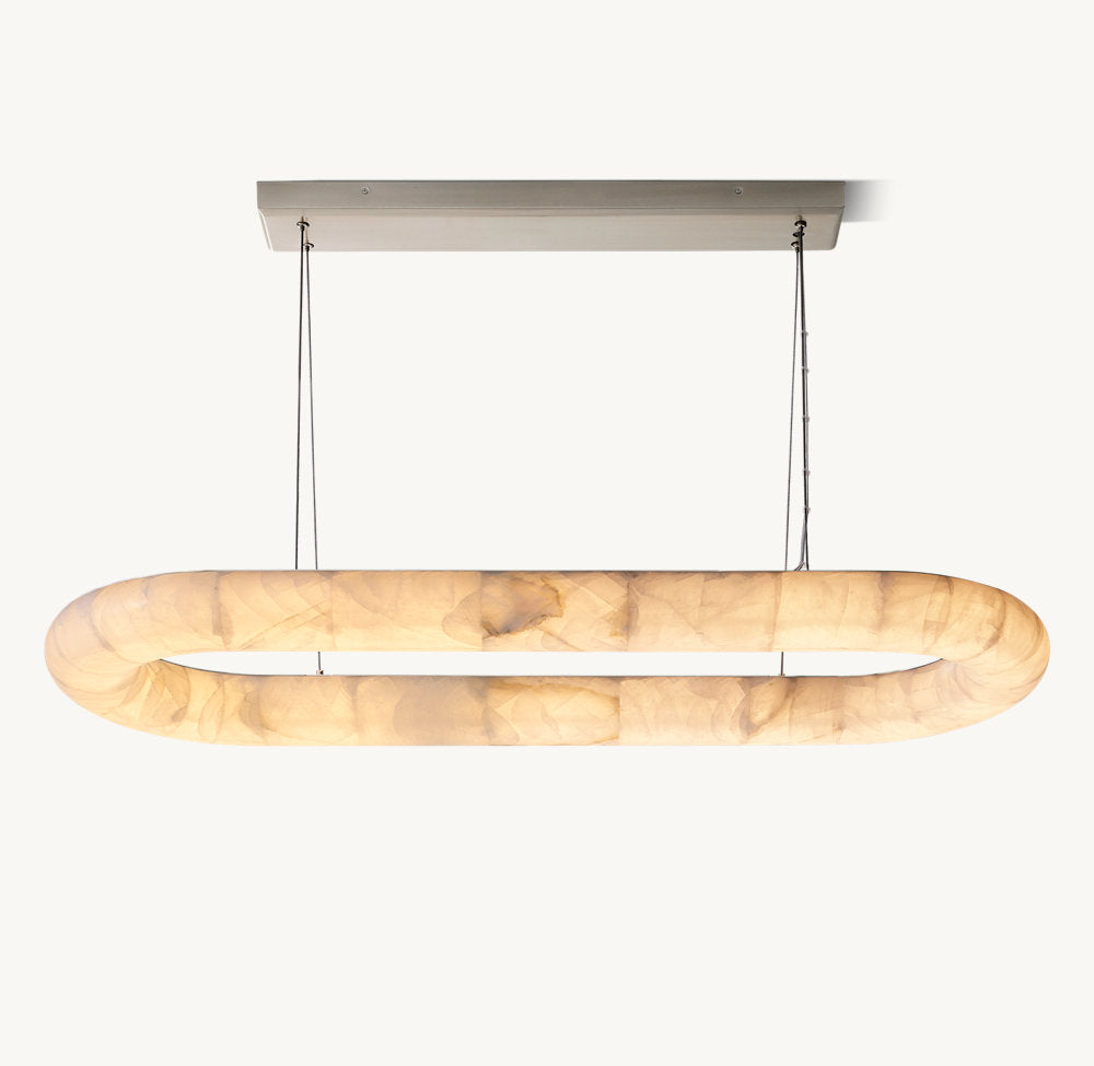 Ultra-Warm Calcite Oval Island Chandelier