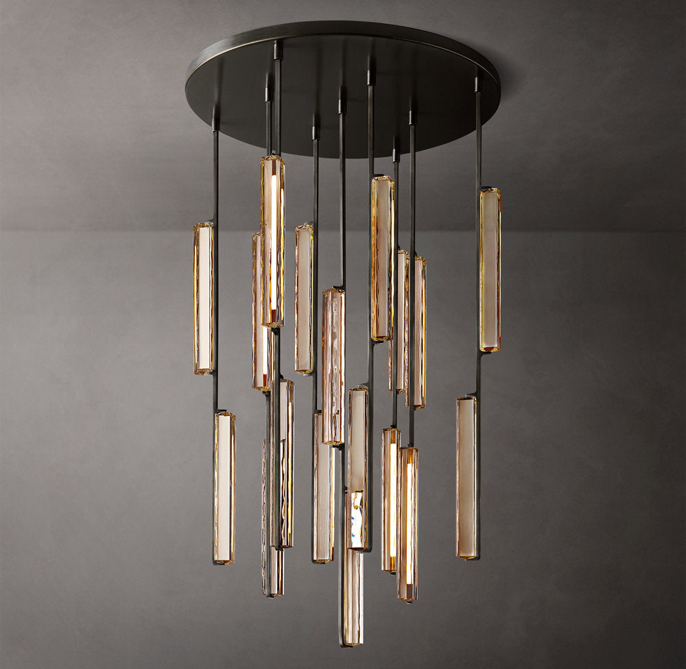 Ultra-Warm Crystal Prism Canopy Chandelier