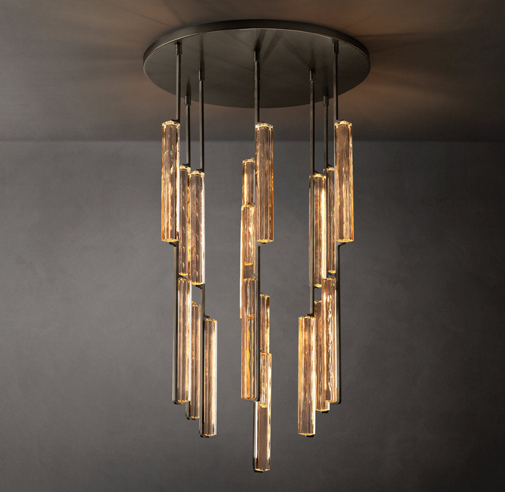 Ultra-Warm Crystal Prism Canopy Chandelier