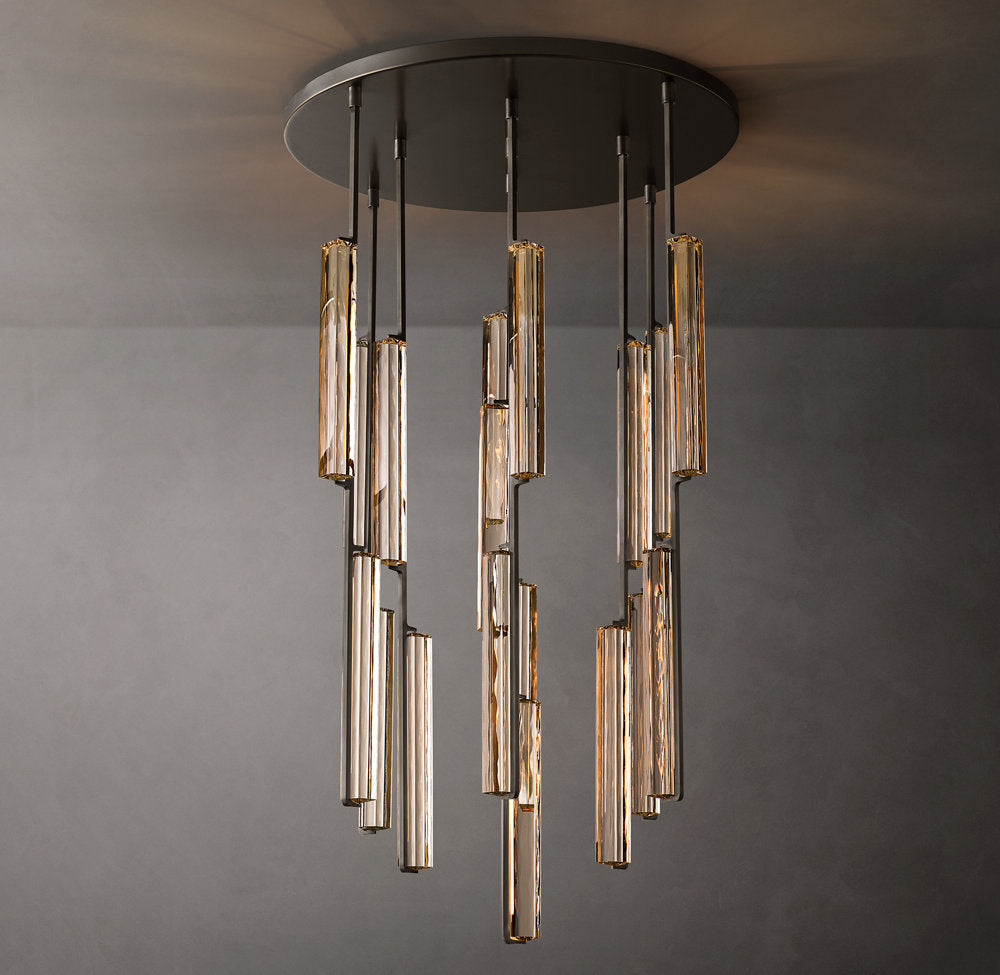 Ultra-Warm Crystal Prism Canopy Chandelier