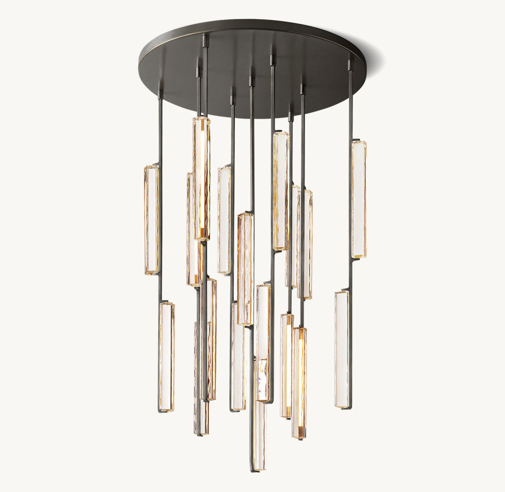 Ultra-Warm Crystal Prism Canopy Chandelier