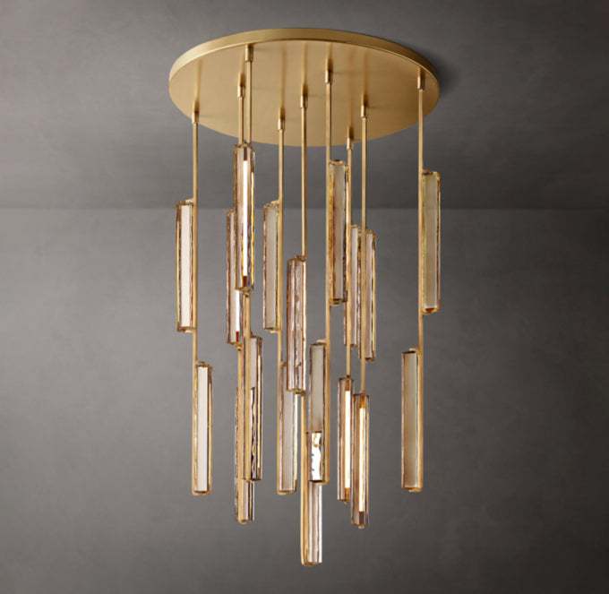 Ultra-Warm Crystal Prism Canopy Chandelier