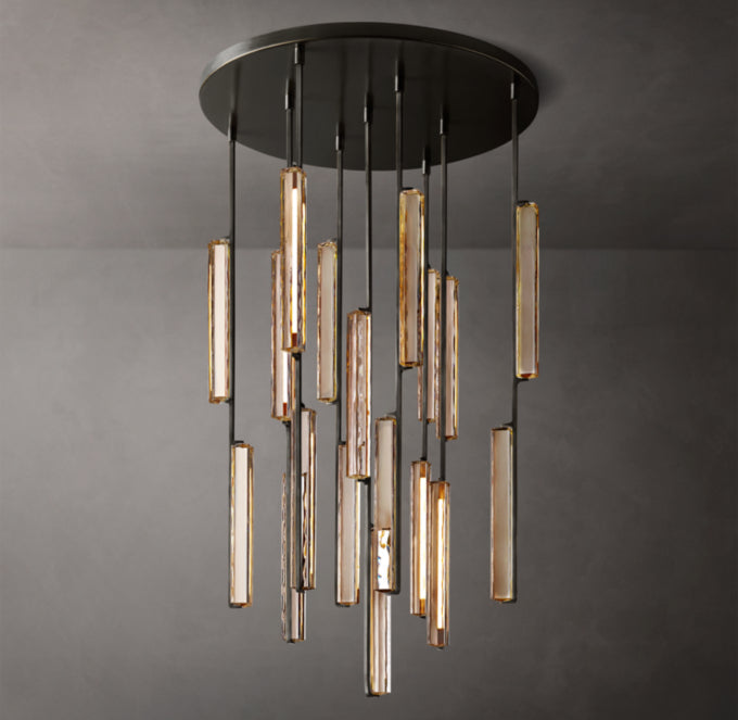 Ultra-Warm Crystal Prism Canopy Chandelier