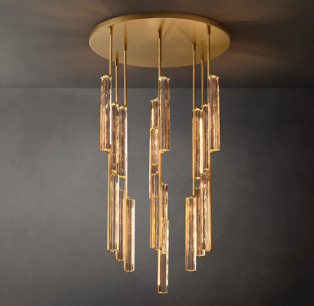 Ultra-Warm Crystal Prism Canopy Chandelier