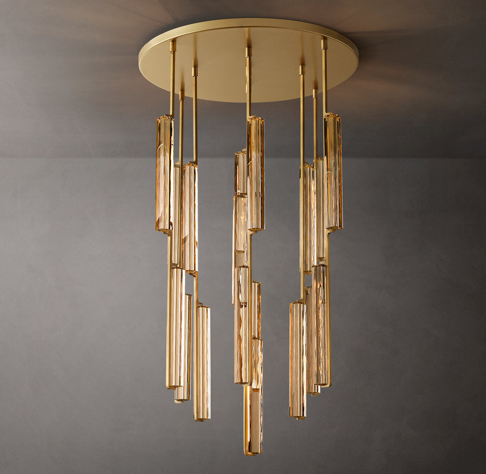 Ultra-Warm Crystal Prism Canopy Chandelier