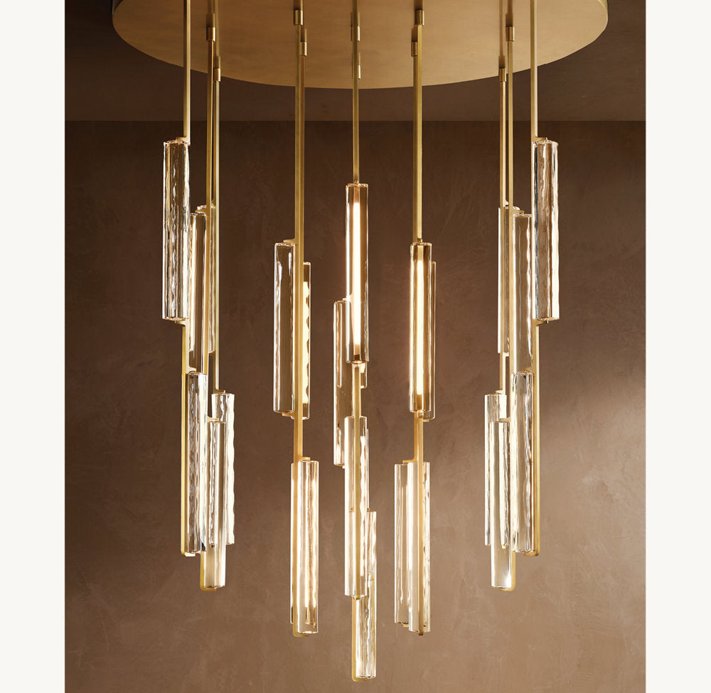 Ultra-Warm Crystal Prism Canopy Chandelier