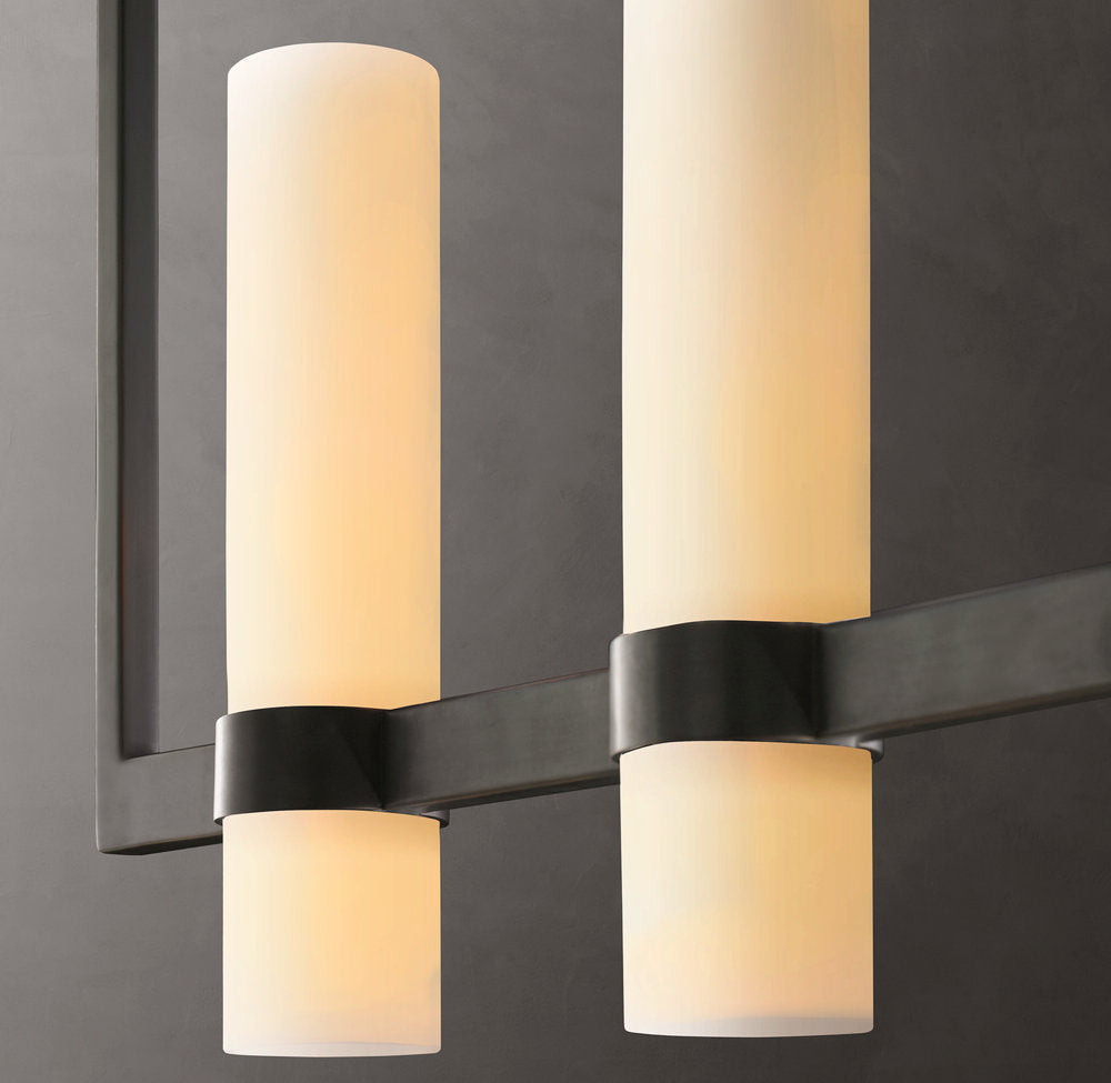 Ultra-Warm Milk Glass Beam Chandelier