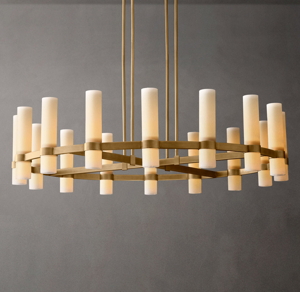 Ultra-Warm Milk Glass Radial Chandelier