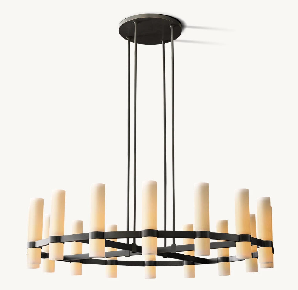 Ultra-Warm Milk Glass Radial Chandelier