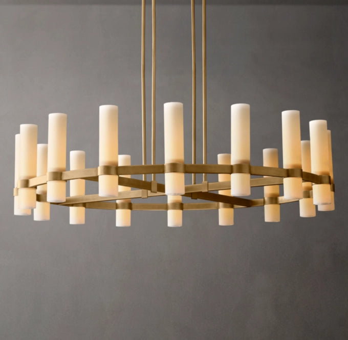 Ultra-Warm Milk Glass Radial Chandelier