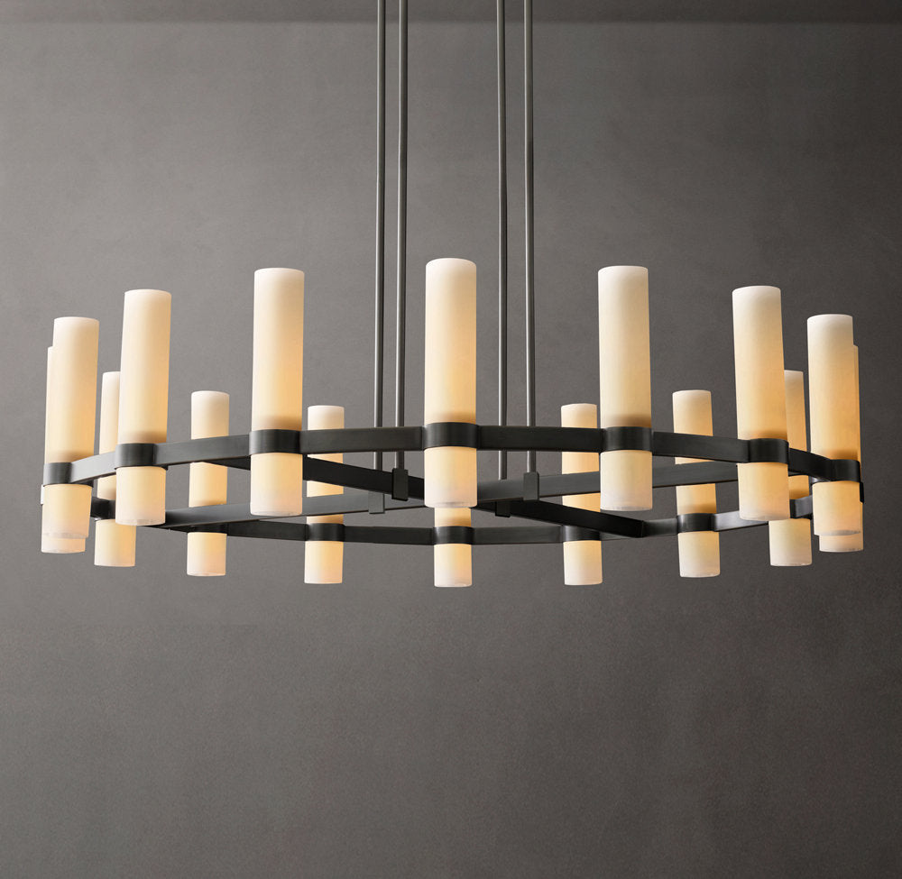 Ultra-Warm Milk Glass Radial Chandelier