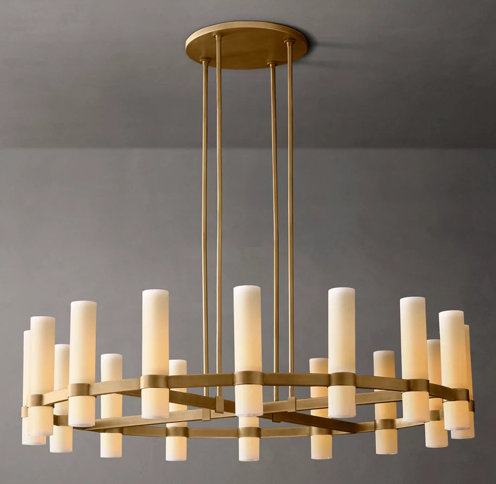 Ultra-Warm Milk Glass Radial Chandelier