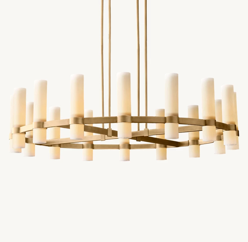 Ultra-Warm Milk Glass Radial Chandelier