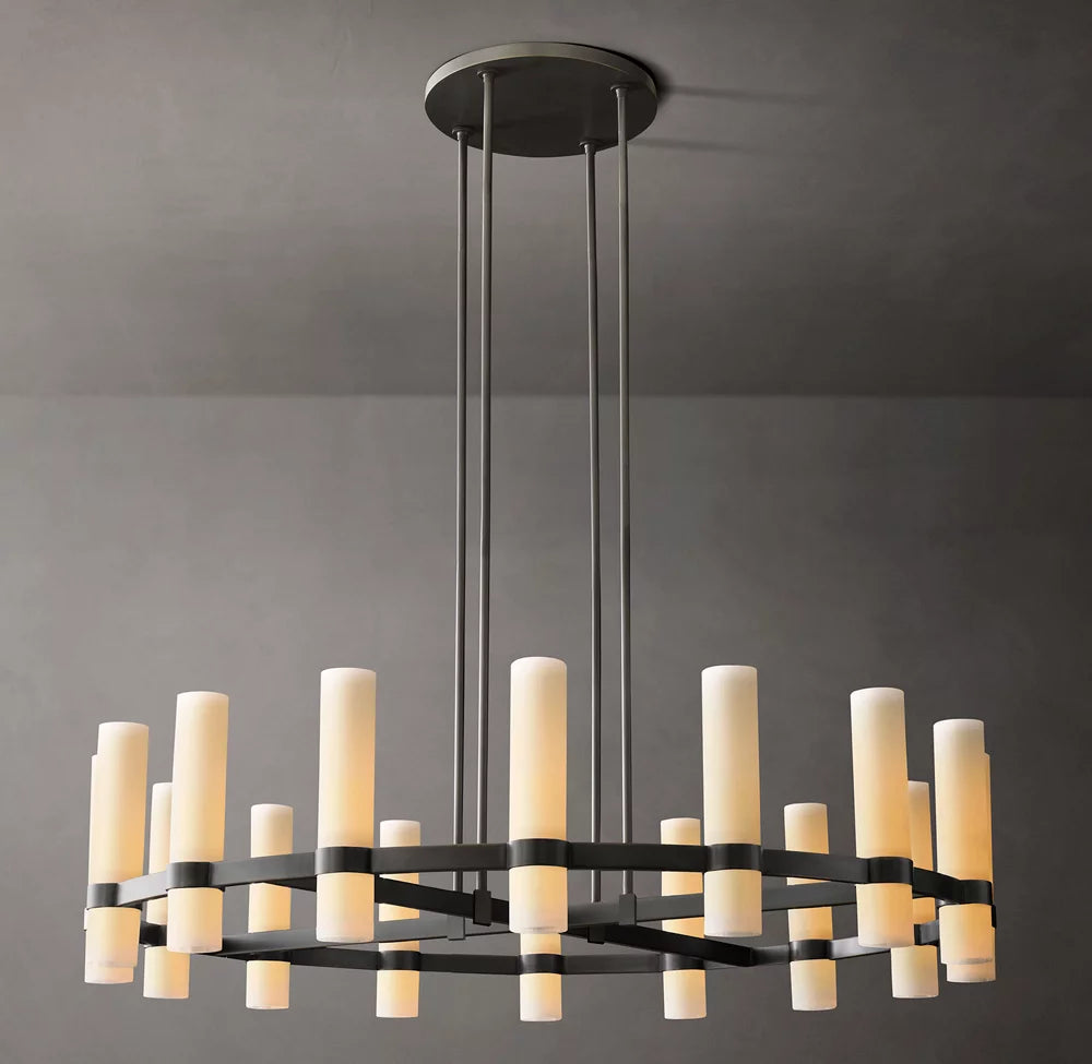 Ultra-Warm Milk Glass Radial Chandelier