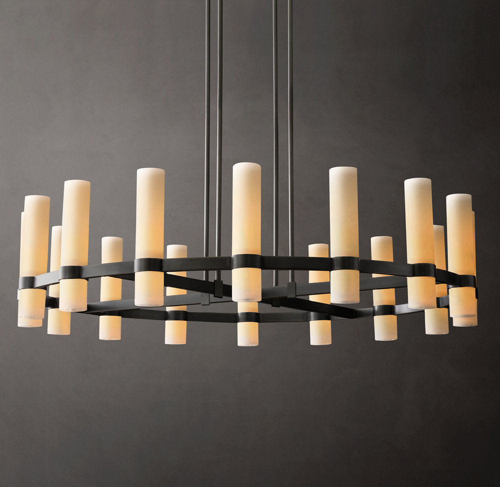Ultra-Warm Milk Glass Radial Chandelier