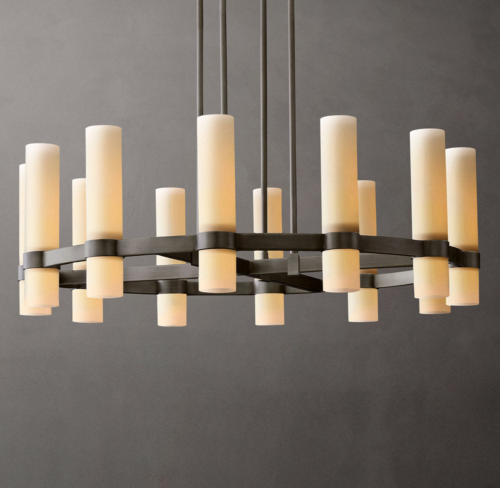 Ultra-Warm Milk Glass Ring Chandelier