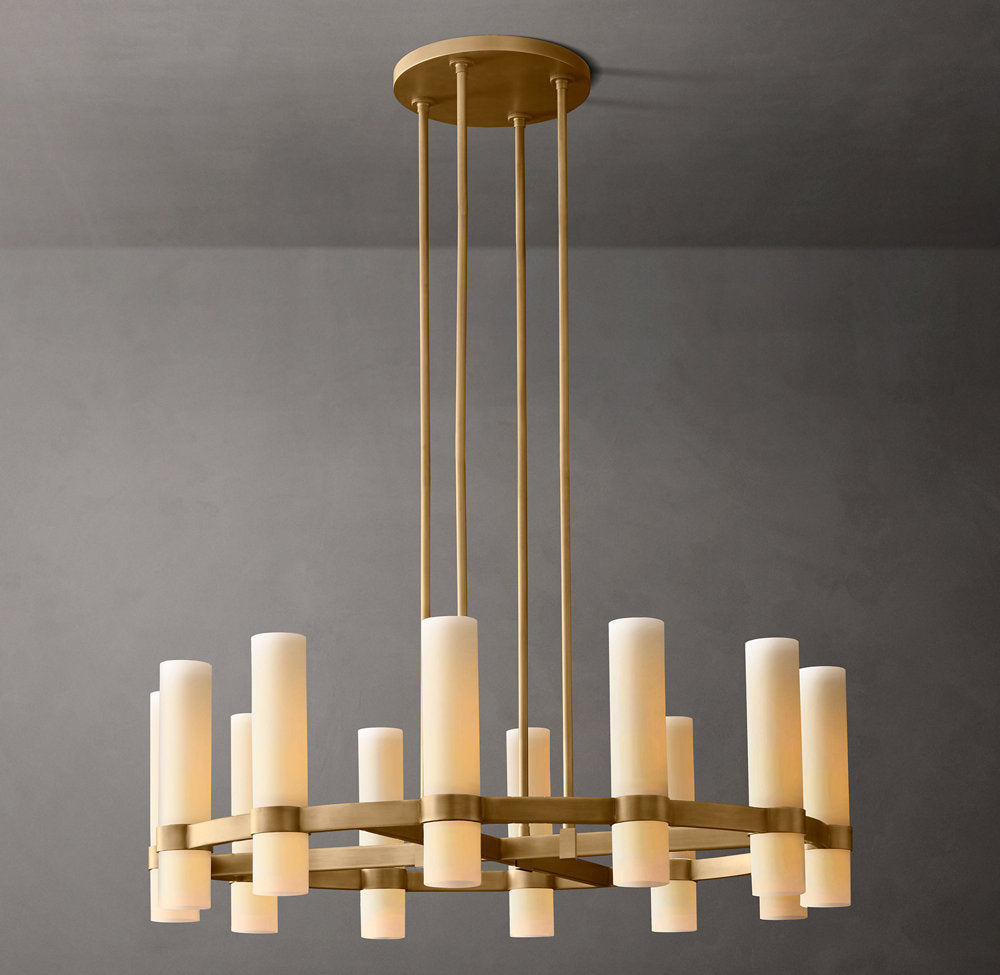 Ultra-Warm Milk Glass Ring Chandelier