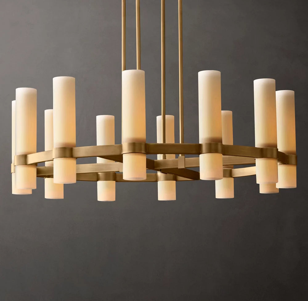 Ultra-Warm Milk Glass Ring Chandelier