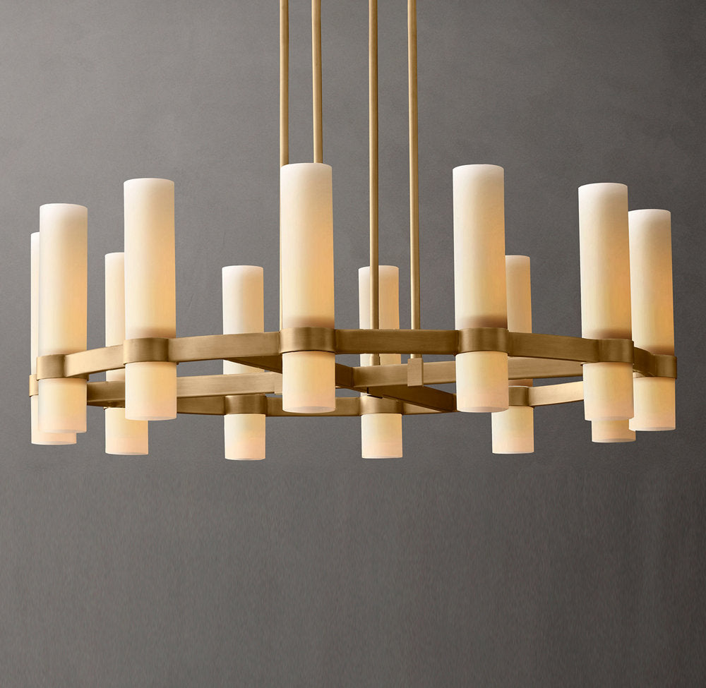 Ultra-Warm Milk Glass Ring Chandelier