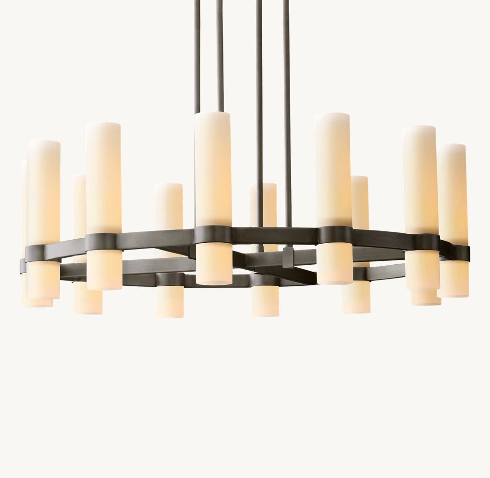 Ultra-Warm Milk Glass Ring Chandelier