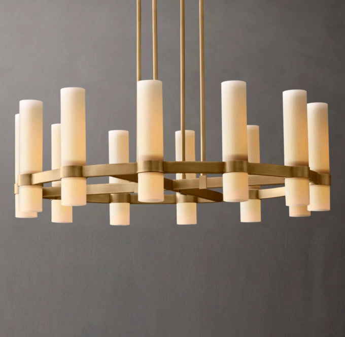 Ultra-Warm Milk Glass Ring Chandelier