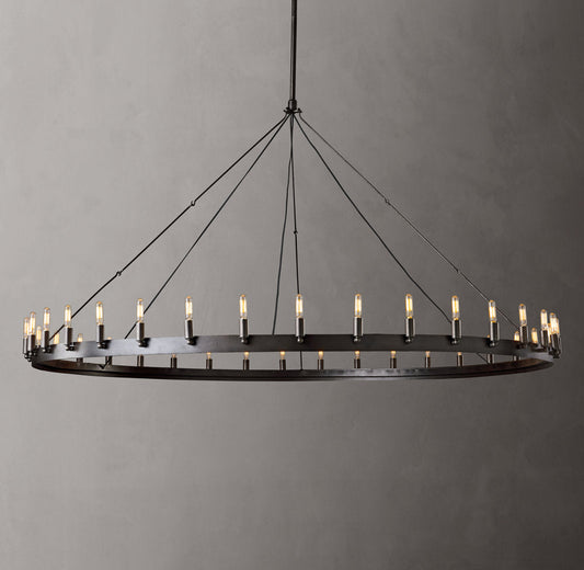 Vintage Filament Brass Halo Chandelier
