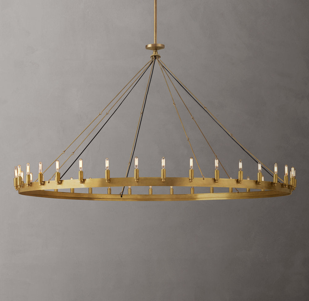 Vintage Filament Brass Halo Chandelier