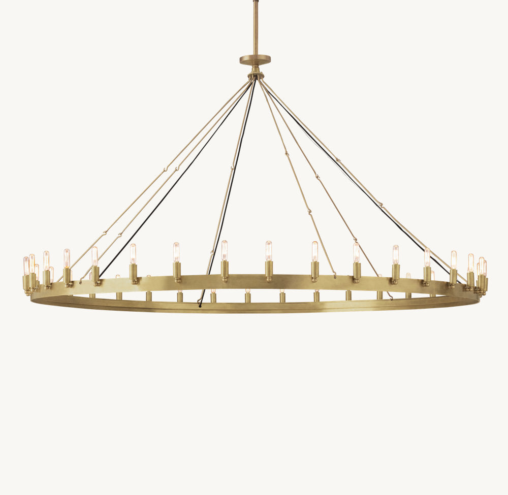 Vintage Filament Brass Halo Chandelier