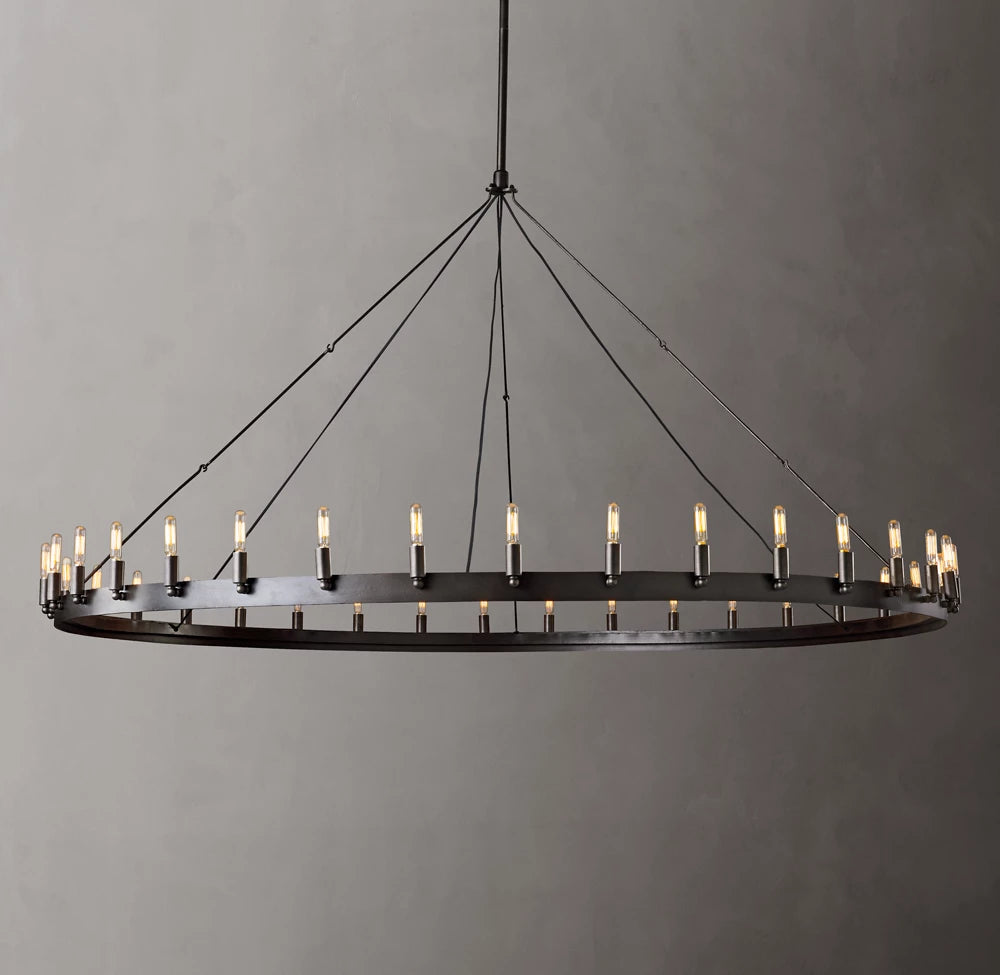 Vintage Filament Brass Halo Chandelier